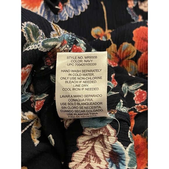 Bila XXL Navy Floral Boho Handkerchief Hem Maxi Dress 100% Rayon NWT Resort Wear - Picture 11 of 11